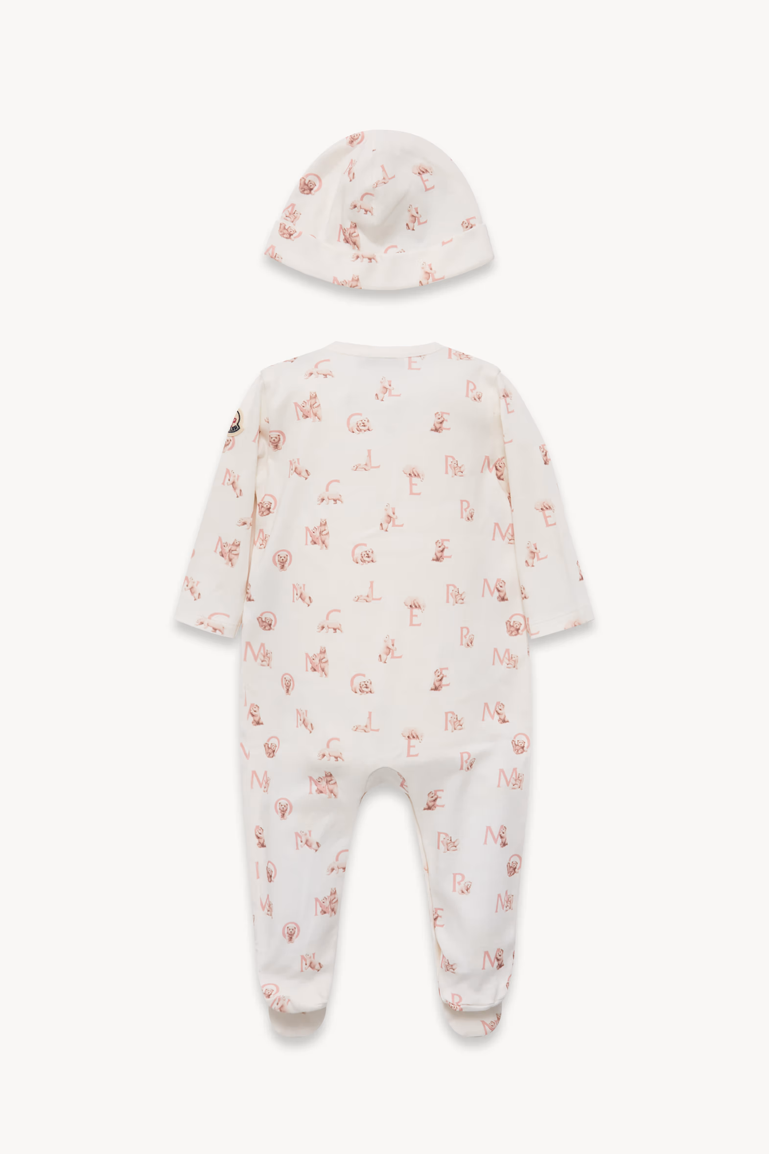 Teddy Bear Logo Print Cotton Set Girl White & Pink Moncler 3